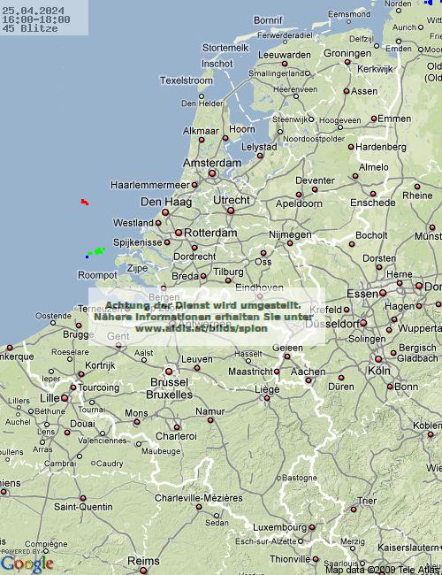 Lightning Netherlands 16:00 UTC Thu 25 Apr